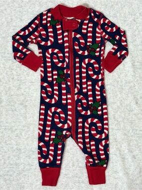 Hanna Andersson Candy Cane Zip Sleeper 3-6M Baby Organic Cotton Christmas